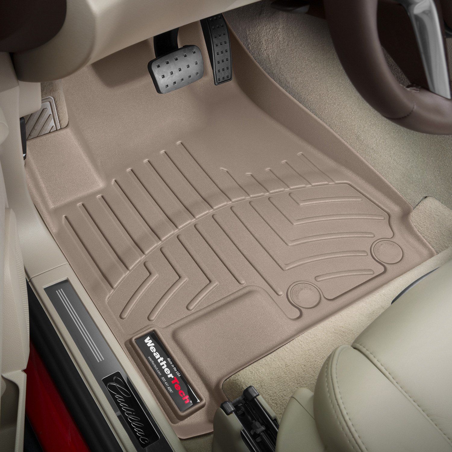 Weathertech® • 455211 • FloorLiner • Molded Floor Liners • Tan • First Row • Cadillac SRX 12-16