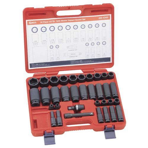 Genius CD-434S - Impact Socket Set 1/2 Drive SAE 6 pans