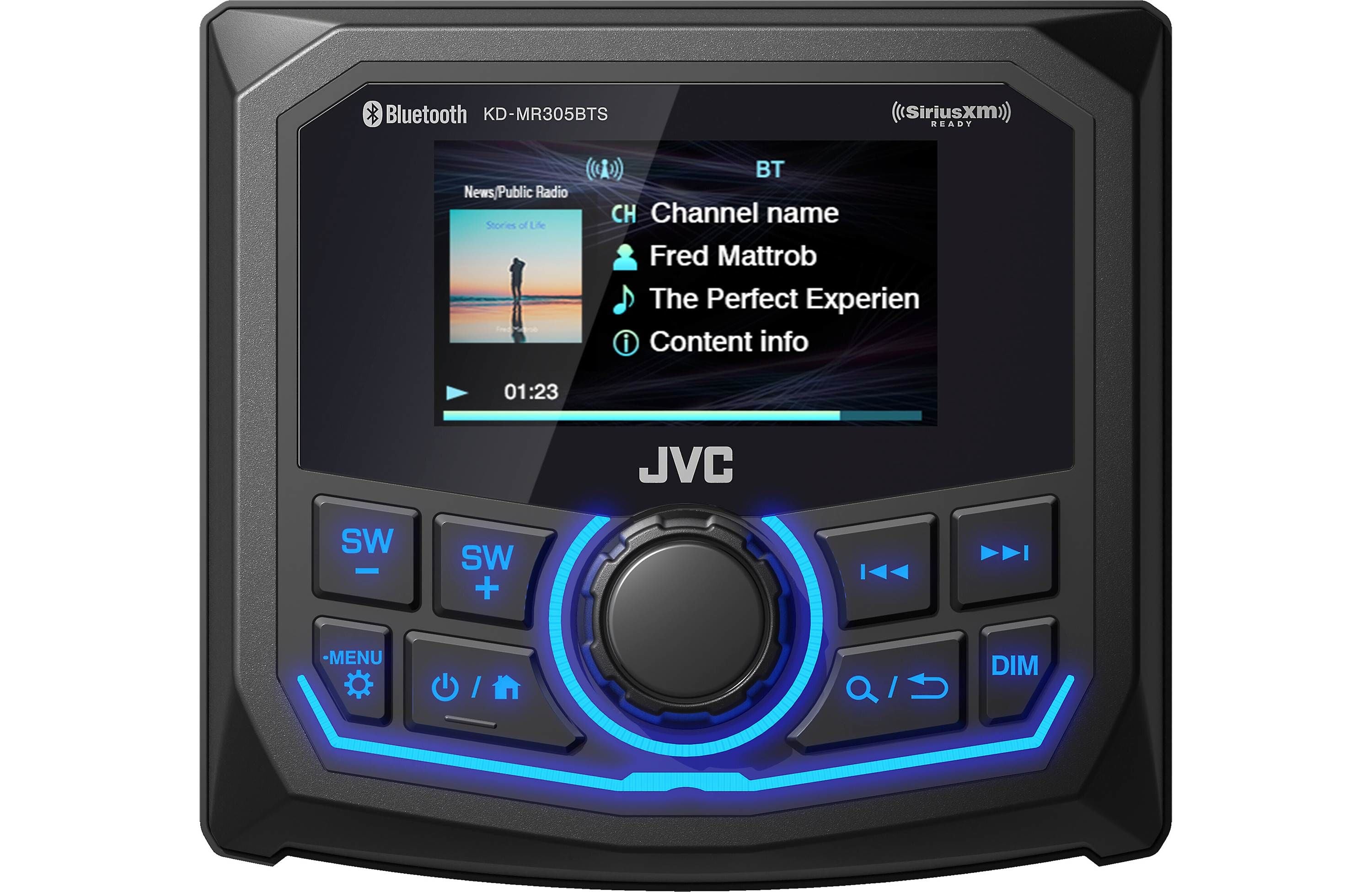 JVC KD-MR305BTS - Marine Digital Media Receiver 2.7" Various Color LCD Display/Bluetooth/CAM Input/Sirius XM/IPX67 (does not play CDs)